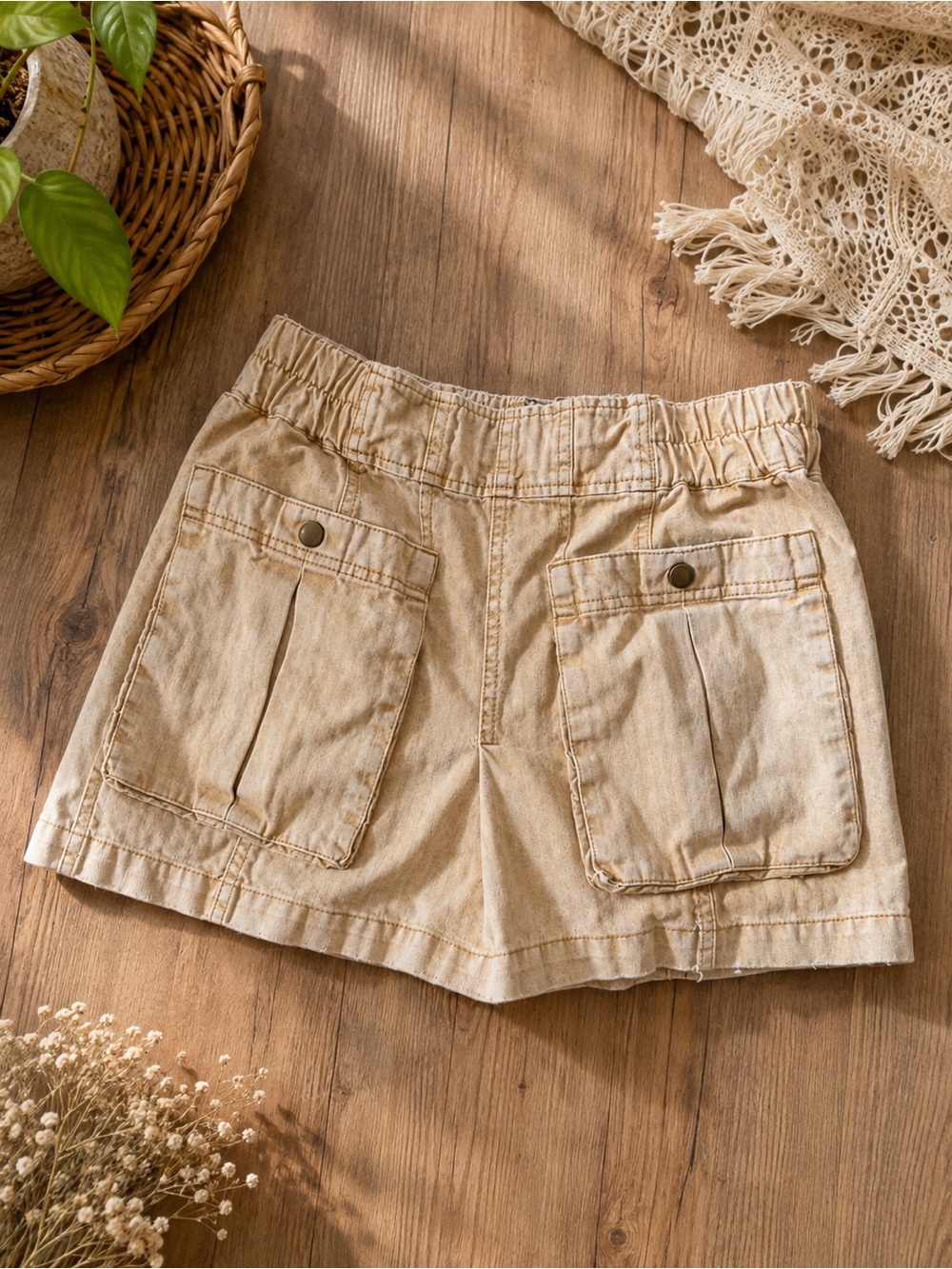 Free People Mineral Wash Utility Mini Skirt Size 4